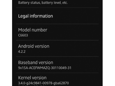     Android 4.2  Sony Xperia Z