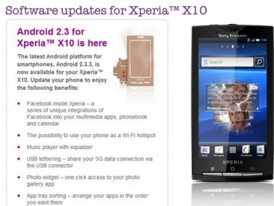 Sony Ericsson   Xperia X10  Android 2.3.3