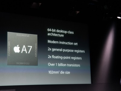 Apple A7: 2 , 1.3 Ghz, 64 