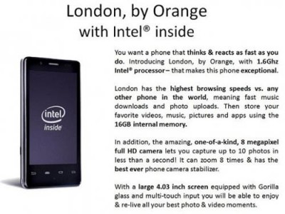 Orange London -       Intel Medfield