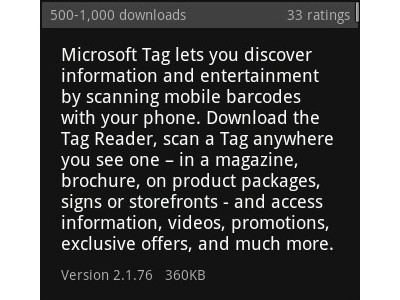 Microsoft  Tag Reader  Android