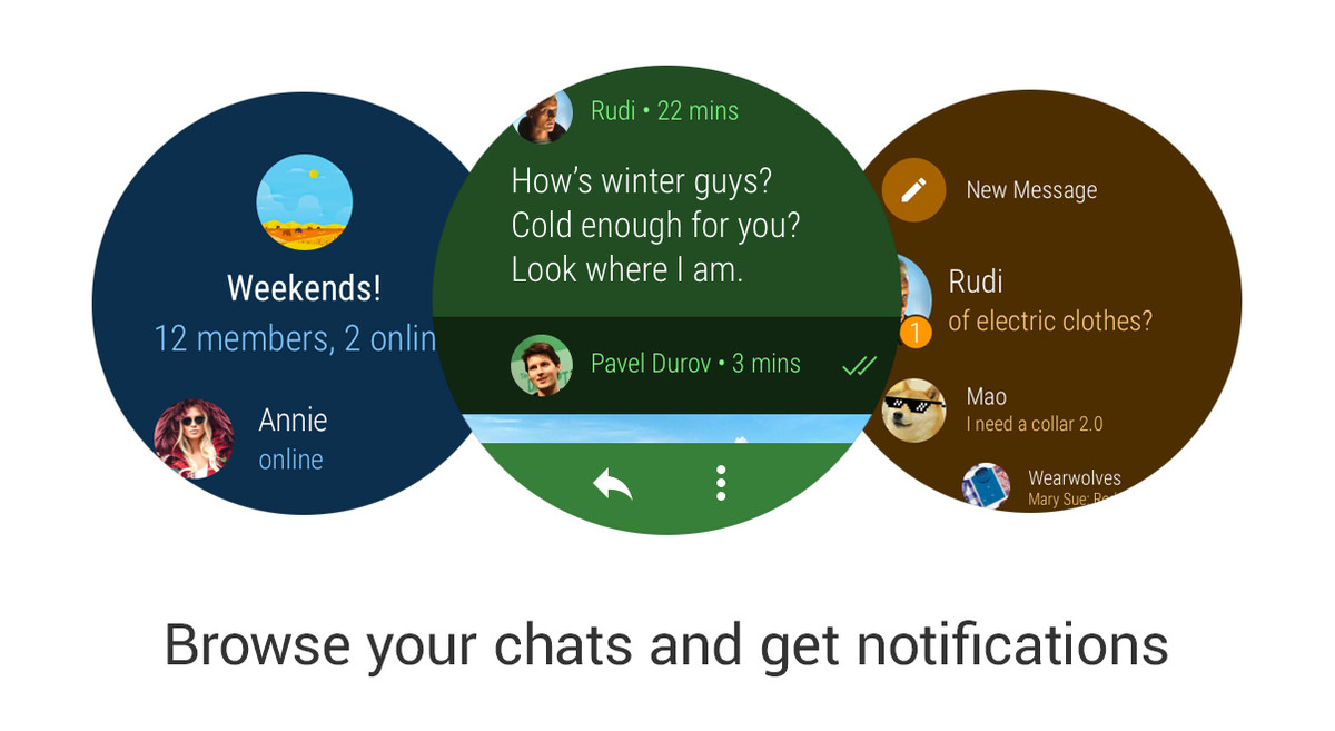 Мессенджер Telegram оказался одним из первых приложений для Android Wear  2.0 - 4PDA