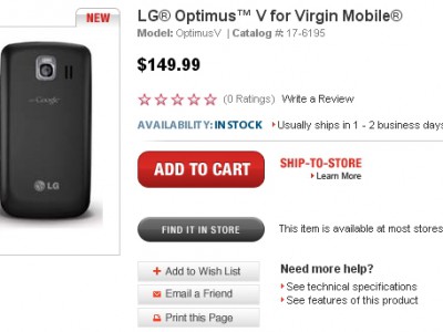 LG Optimus V - Optimus One  149.99$