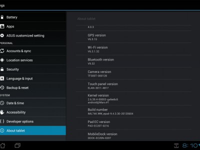 Asus Transformer Pad TF300   Android 4.0.3 ( 9.4.3.30)