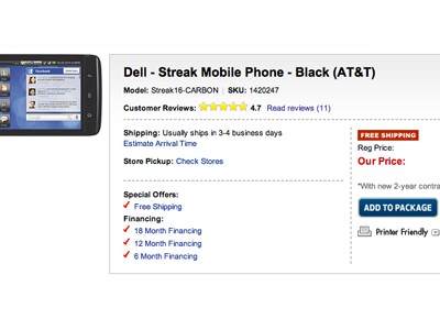 Best Buy    Dell Streak