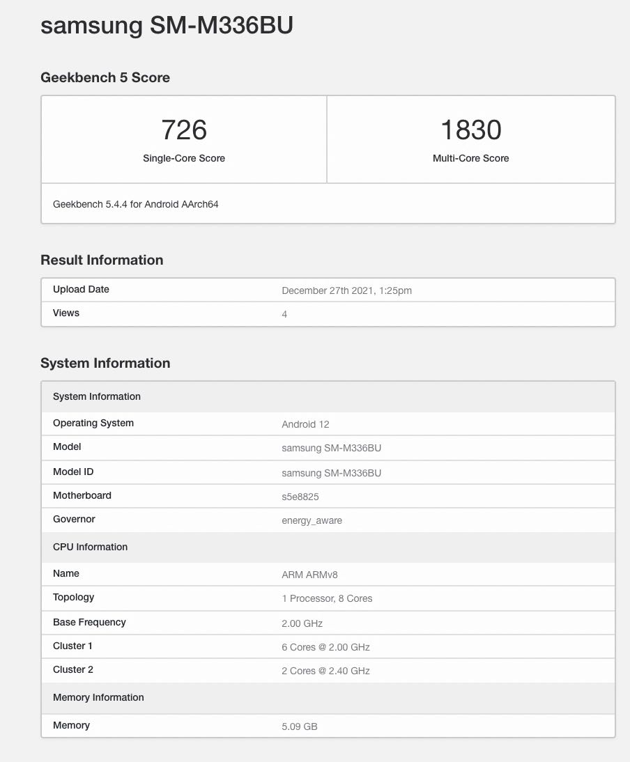 Характеристики Samsung Galaxy M33 раскрыты бенчмарком - 4PDA