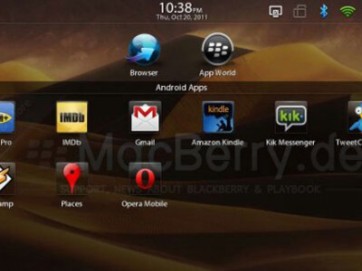 BlackBerry Playbook 2.0:    Android