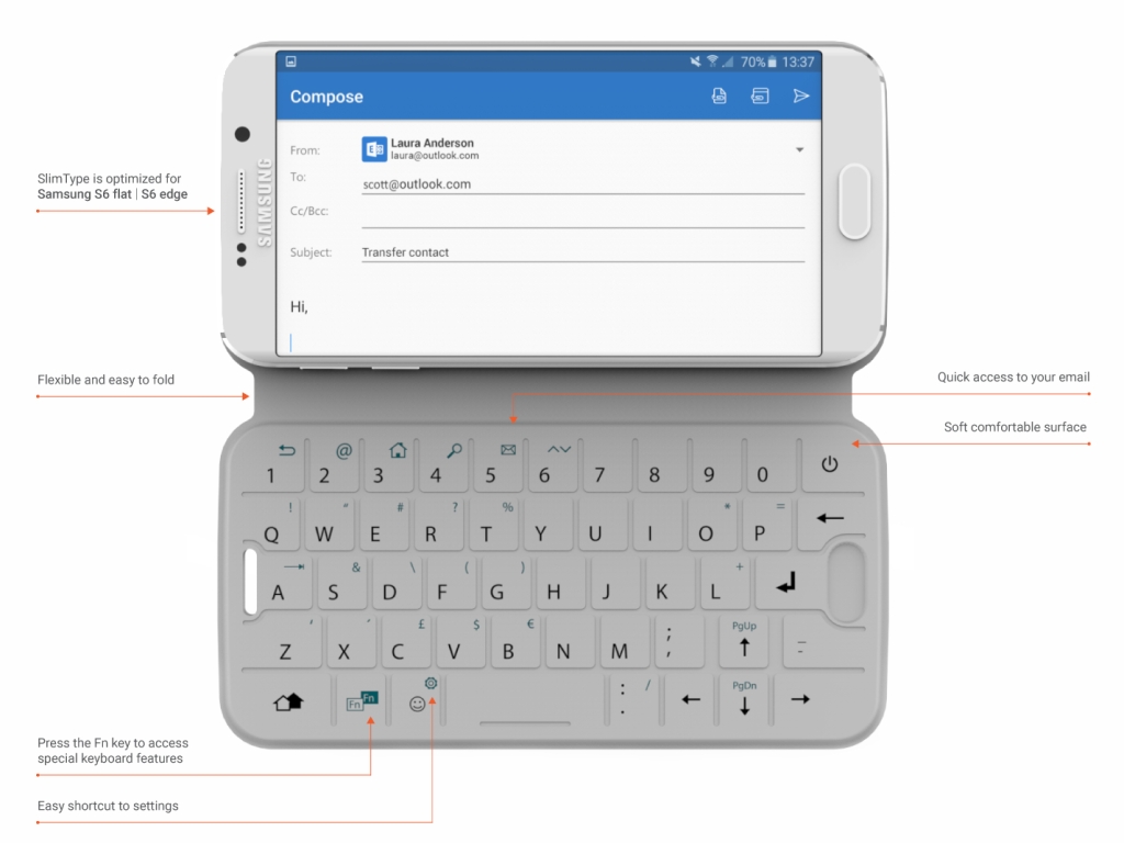 Чехол SlimType снабдит Samsung Galaxy S6 и Galaxy S6 Edge QWERTY-клавиатурой  - 4PDA