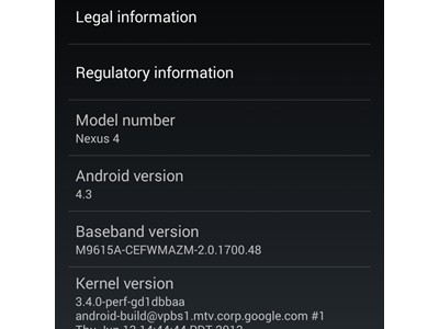      Android 4.3  Google Nexus 4 (  )